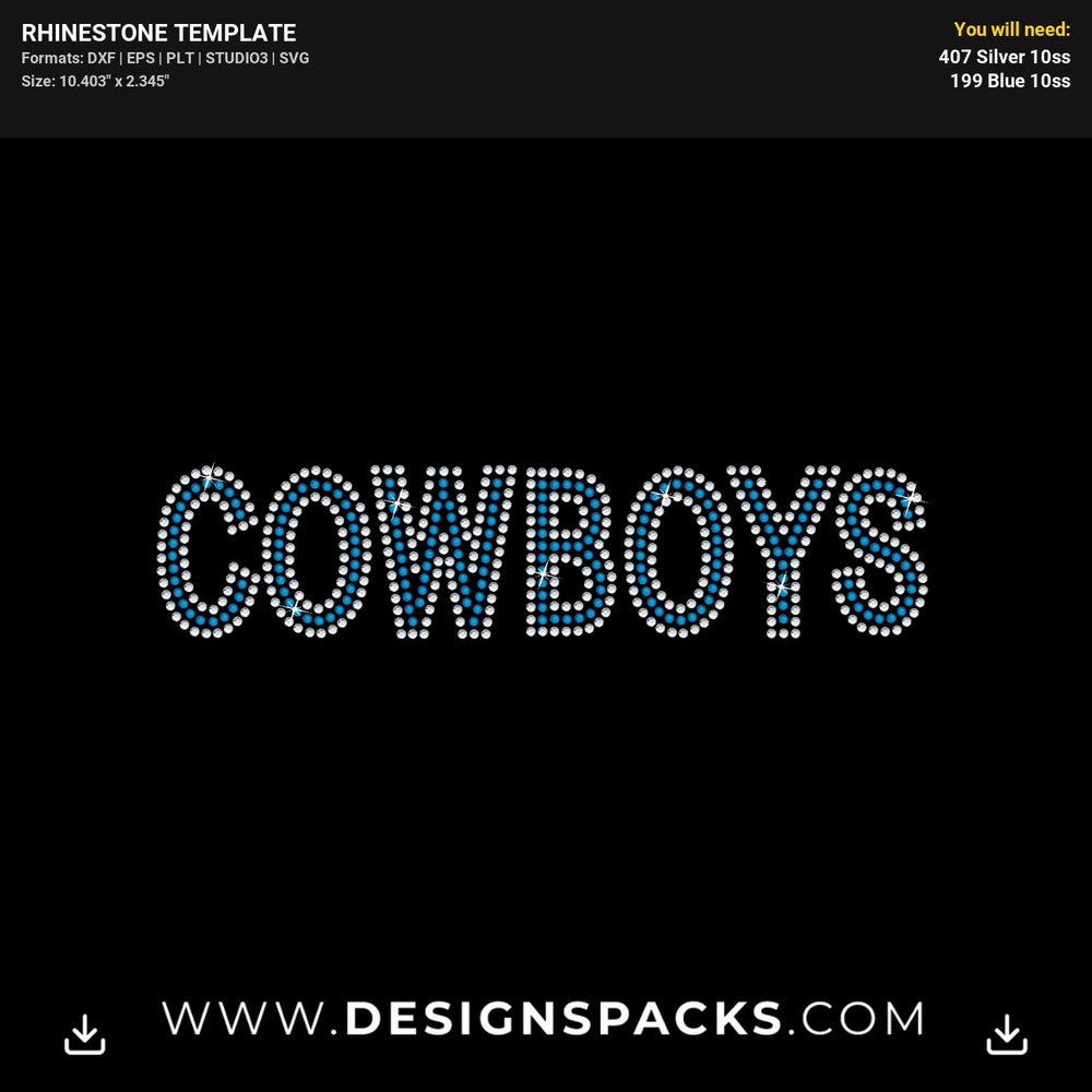 Cowboys Word Rhinestone Digital Template