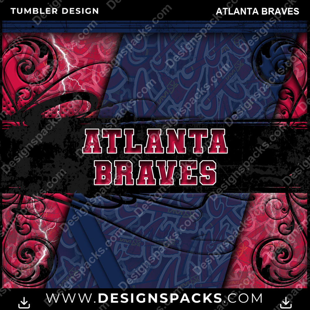 Baseball Elegant Atlanta Braves Tumbler Digital Wrap Design