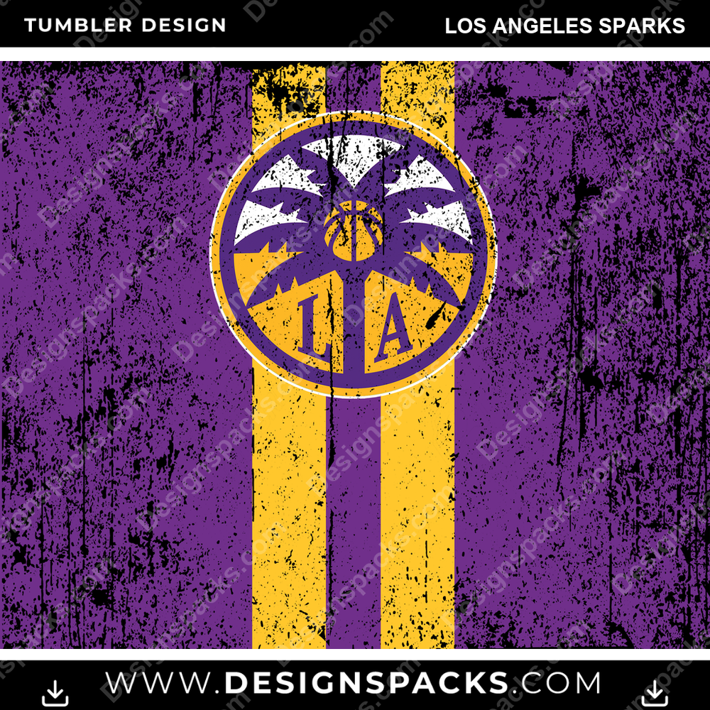 Basketball Grunge Style Los Angeles Sparks NBA Basketball Tumbler Digital Wrap Design Download