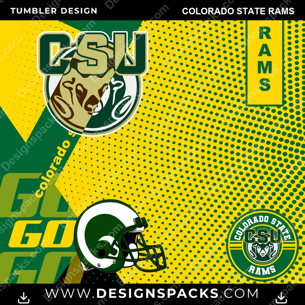 College Sport GO Colorado State Rams Tumbler Digital Wrap Design