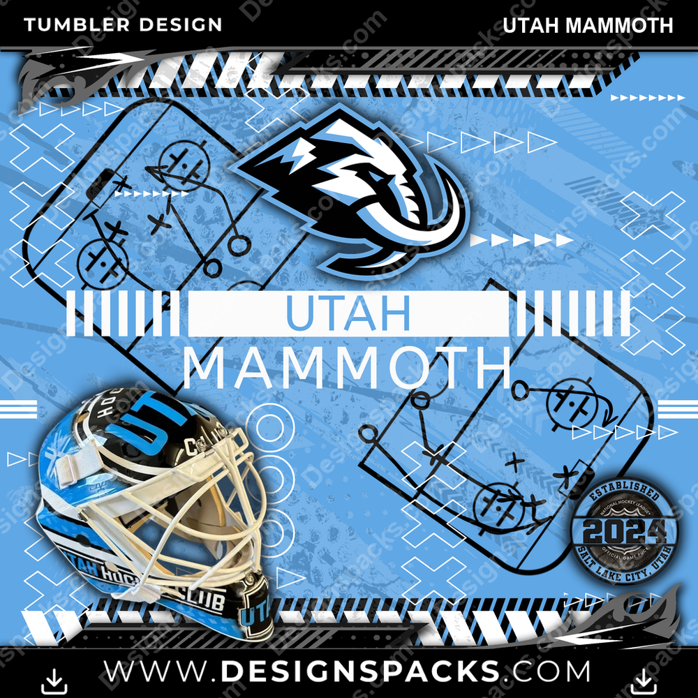 Hockey Xs & Os Utah Mammoth Tumbler Digital Wrap Design