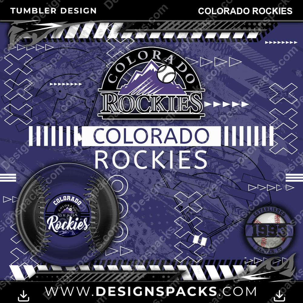 Baseball Xs & Os Colorado Rockies Tumbler Digital Wrap Design
