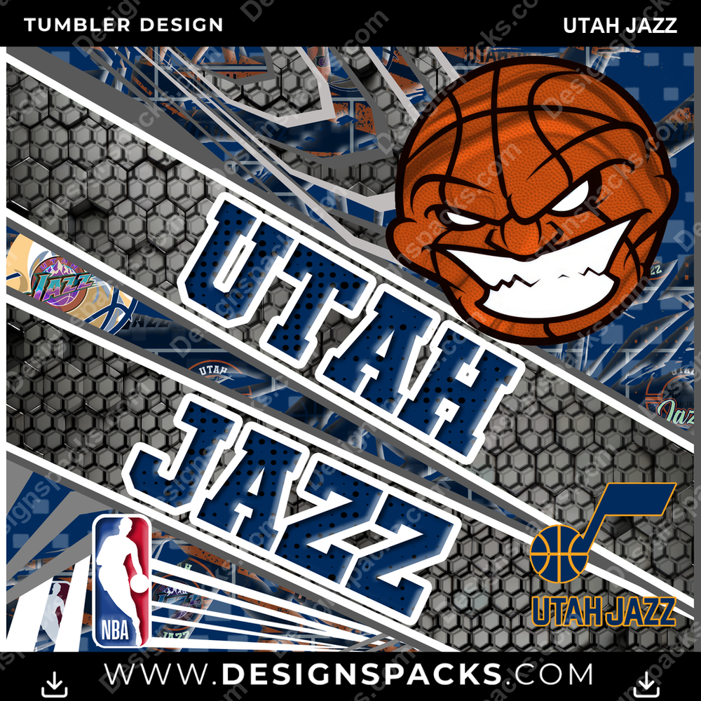 Basketball Angry Sports Utah Jazz NBA Basketball Tumbler Digital Wrap Design Download