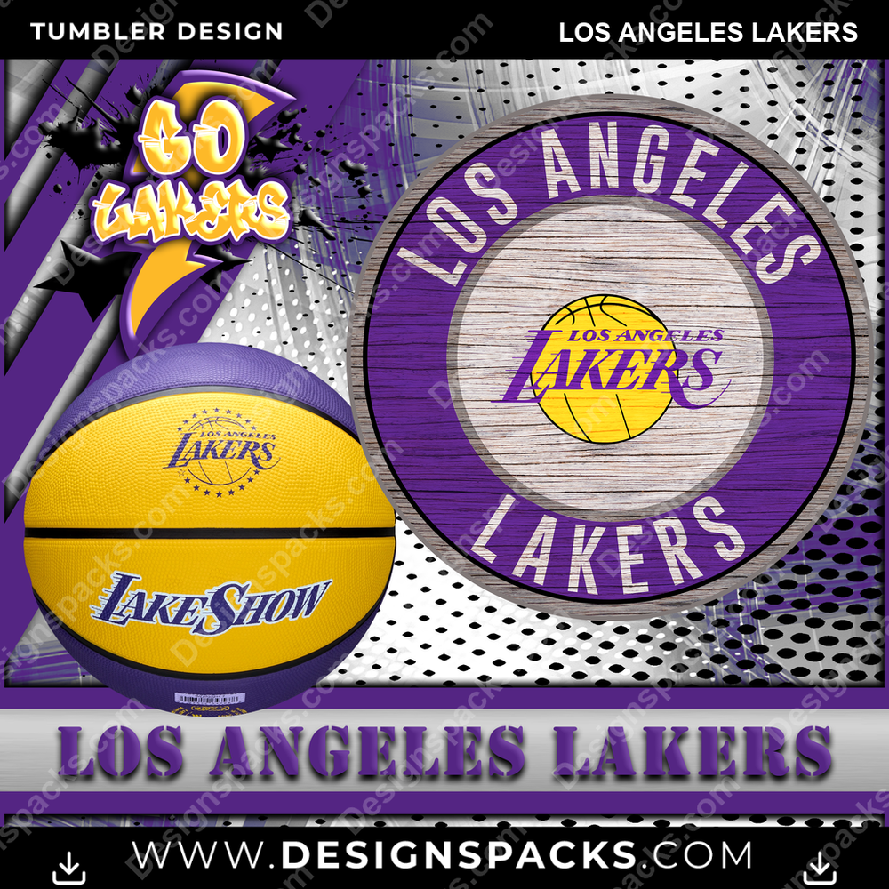 Basketball Go Team Los Angeles Lakers NBA Basketball Tumbler Digital Wrap Design Download