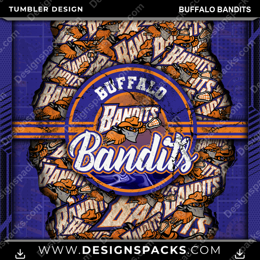 Lacrosse Ripped Buffalo Bandits Tumbler Digital Wrap Design