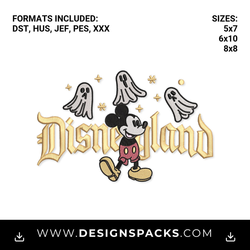 Disneyland Halloween Mickey Mouse Ghosts Embroidery Design - Instant digital download pattern at Designspacks.com
