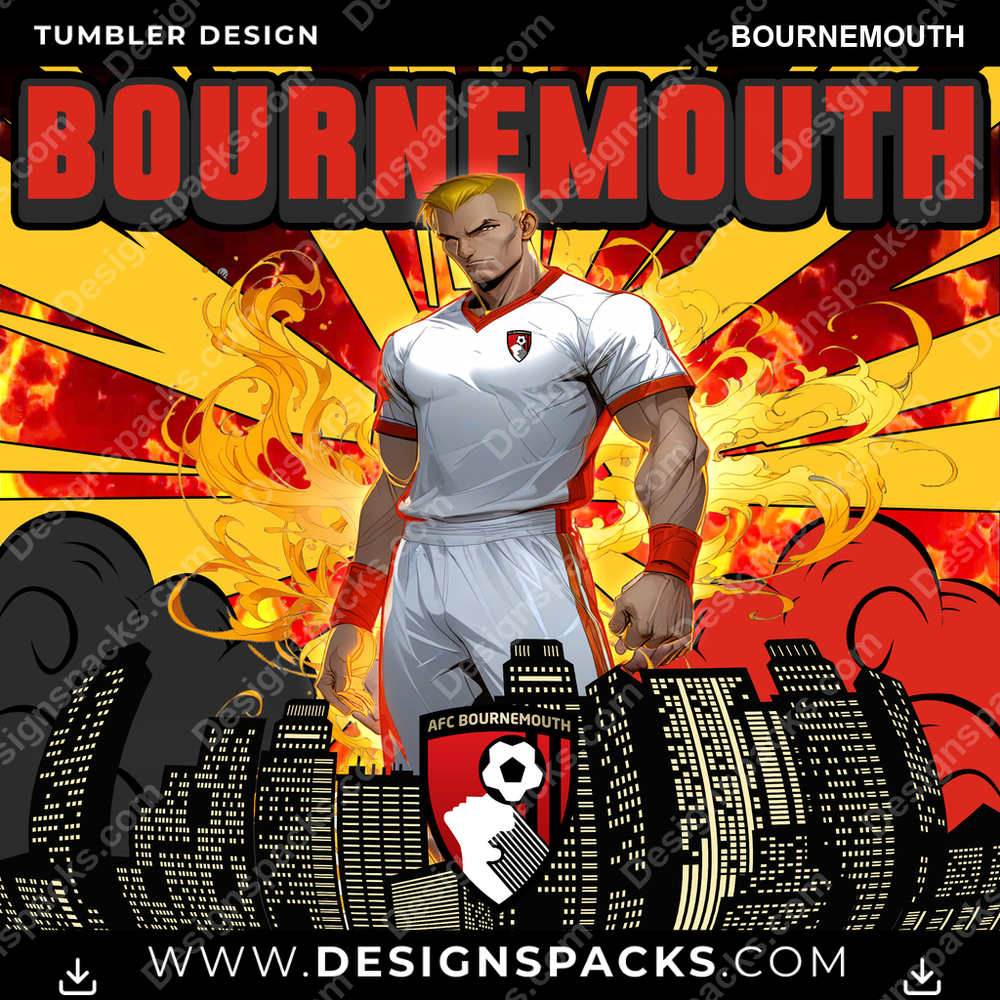 Soccer UK Comic Cover Bournemouth Tumbler Digital Wrap Design
