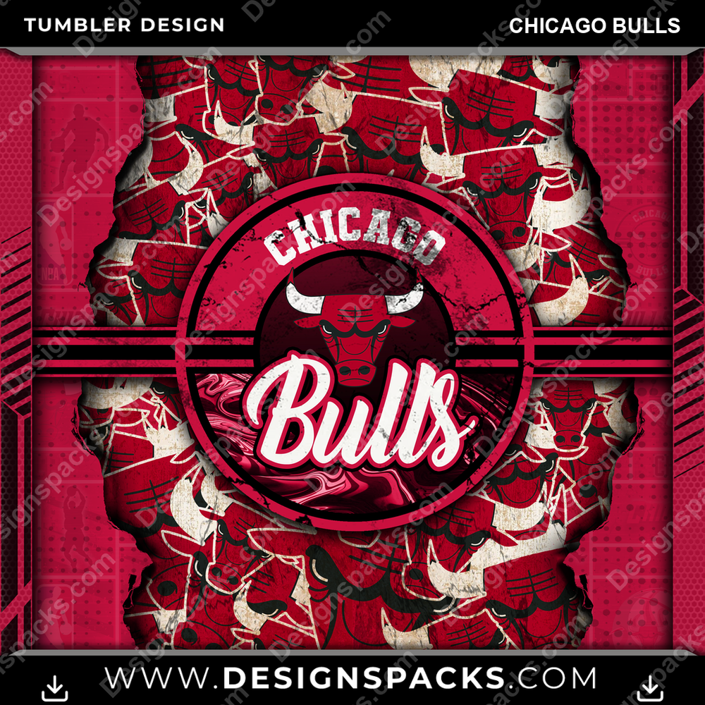 Basketball Ripped Chicago Bulls Tumbler Digital Wrap Design