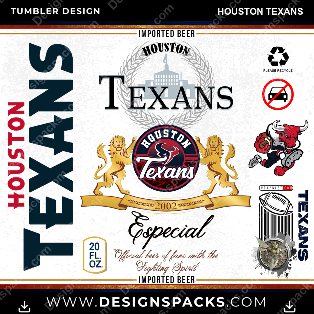 Football Modelo Houston Texans Tumbler Digital Wrap Design