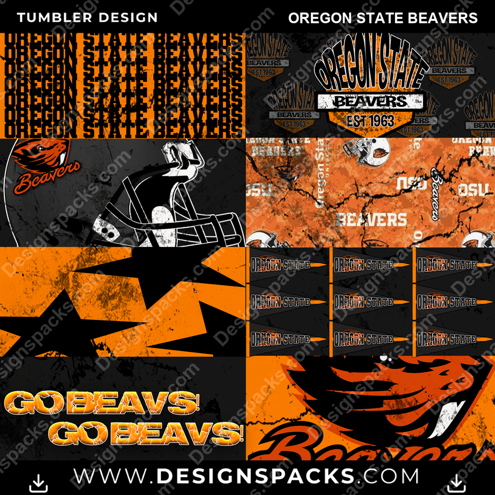 College Sport Distressed BG Oregon State Beavers Tumbler Digital Wrap Design
