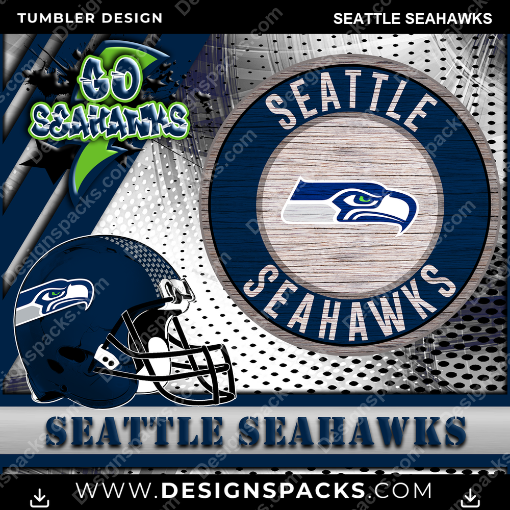 Football Go Team Seattle Seahawks NFL Football Tumbler Digital Wrap Design Download