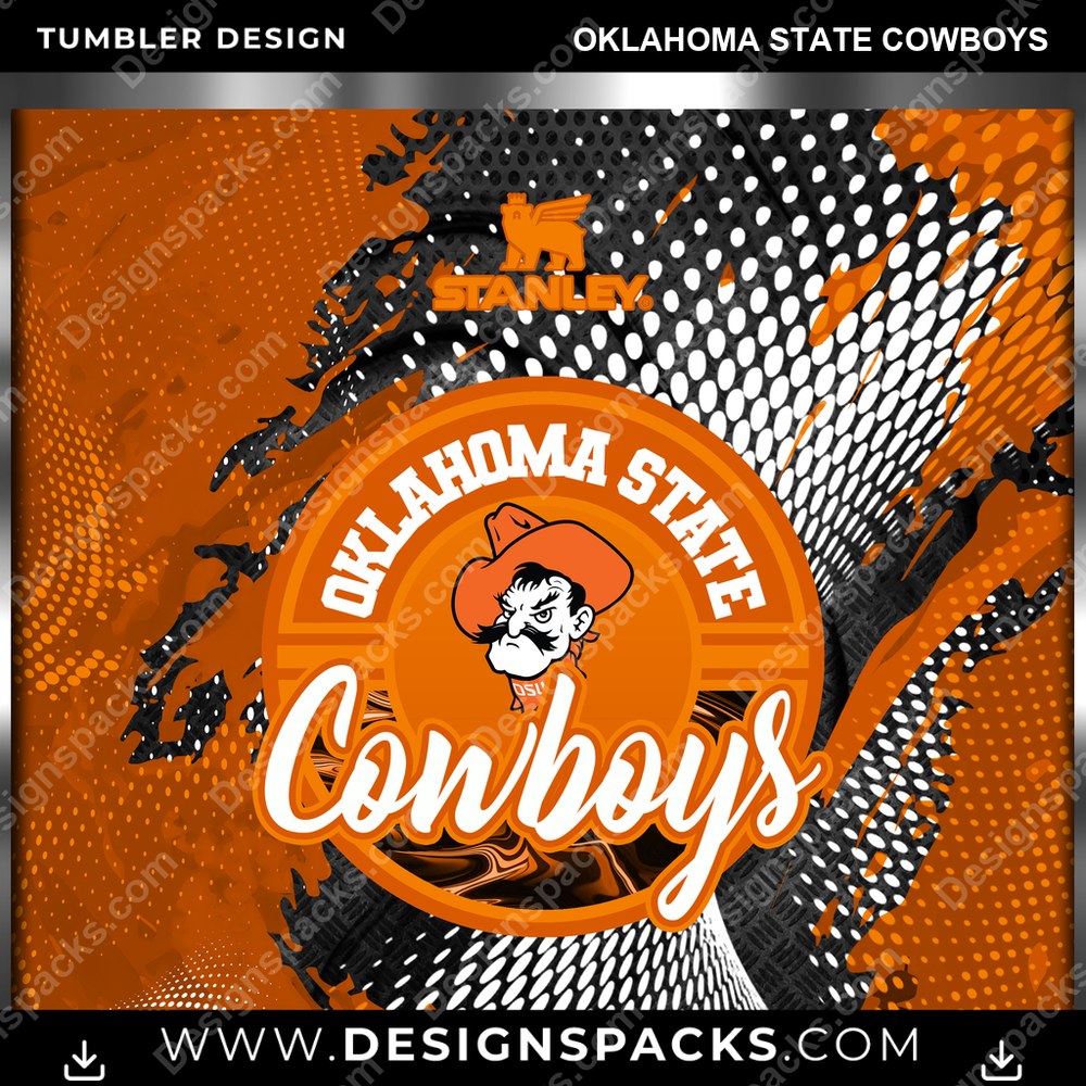 College Sport Stanley Oklahoma State Cowboys NCAA College Sport Tumbler Digital Wrap Design Download