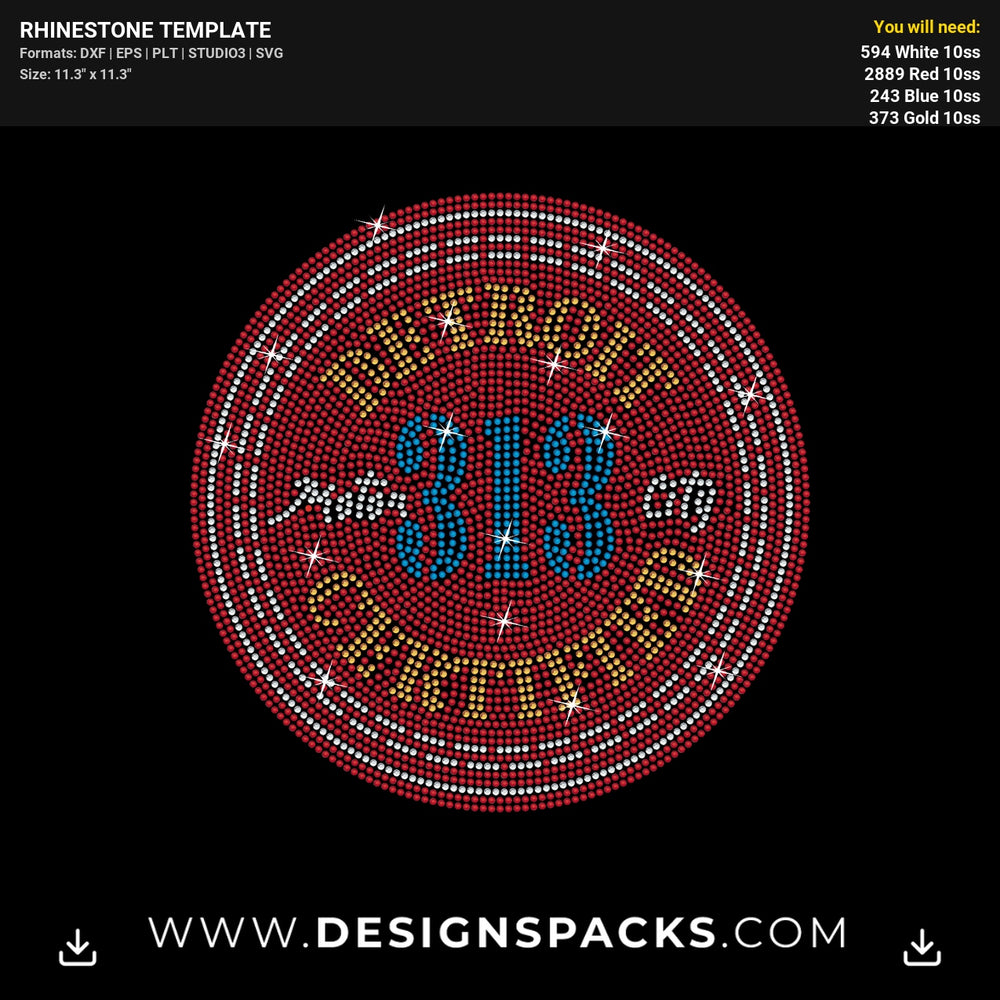 Detroit Motor City 313 Certified Rhinestone Digital Template