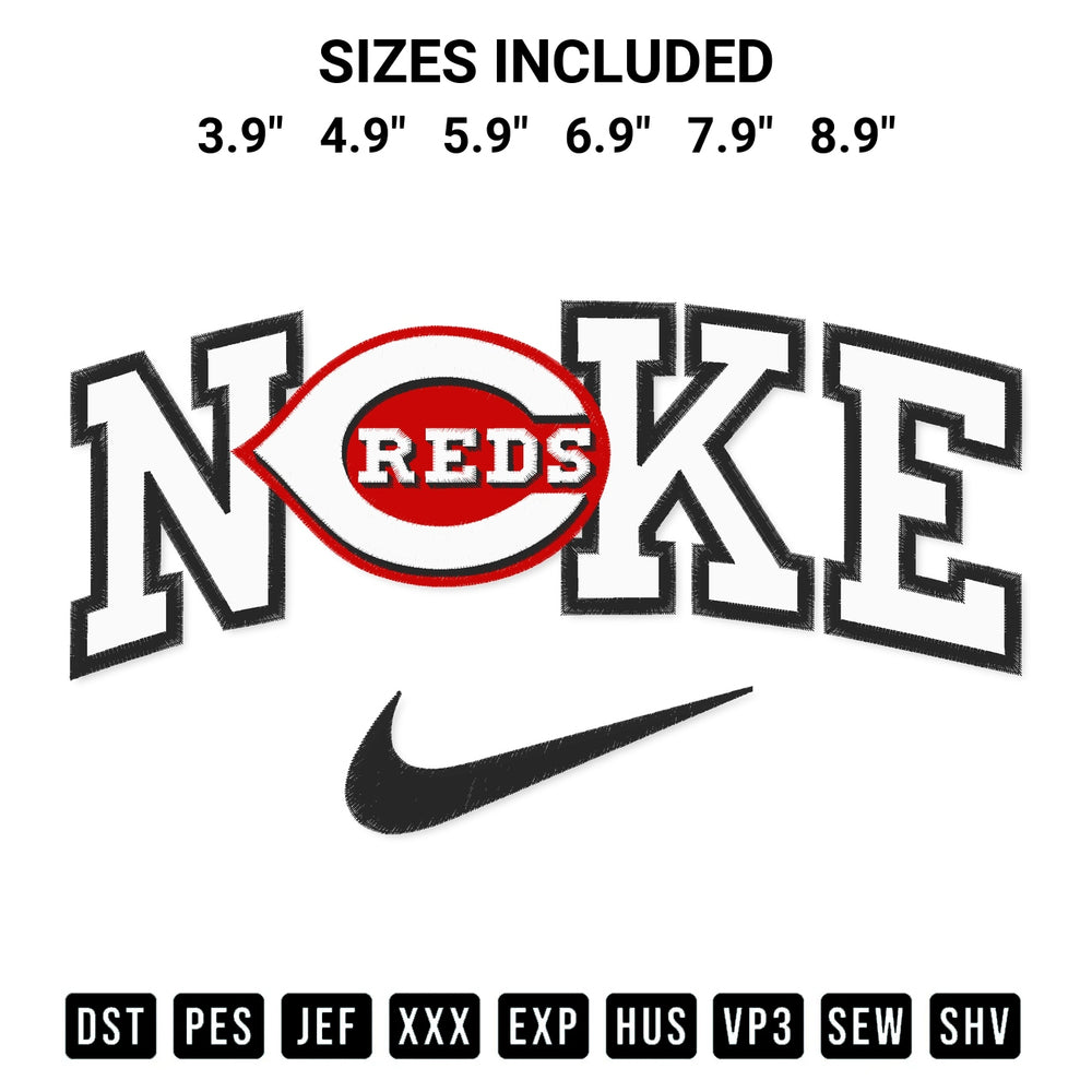 Looking for the perfect pattern? Download the Cincinnati Reds X Nike Embroidery Design embroidery design today at Designspacks.com. Crisp, clean stitching guaranteed. Available sizes: 3.9", 4.9", 5.9", 6.9", 7.9", 8.9".