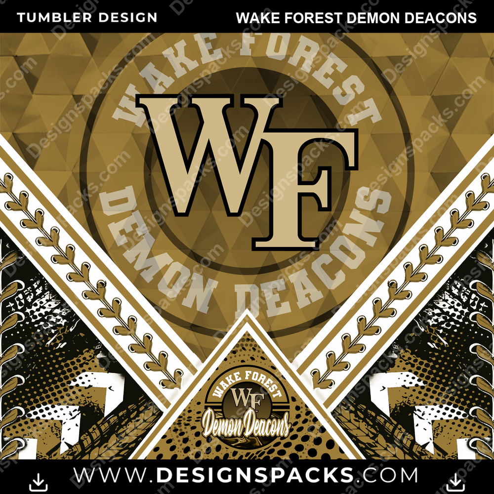 College Sport Diamond Wake Forest Demon Deacons Tumbler Digital Wrap Design