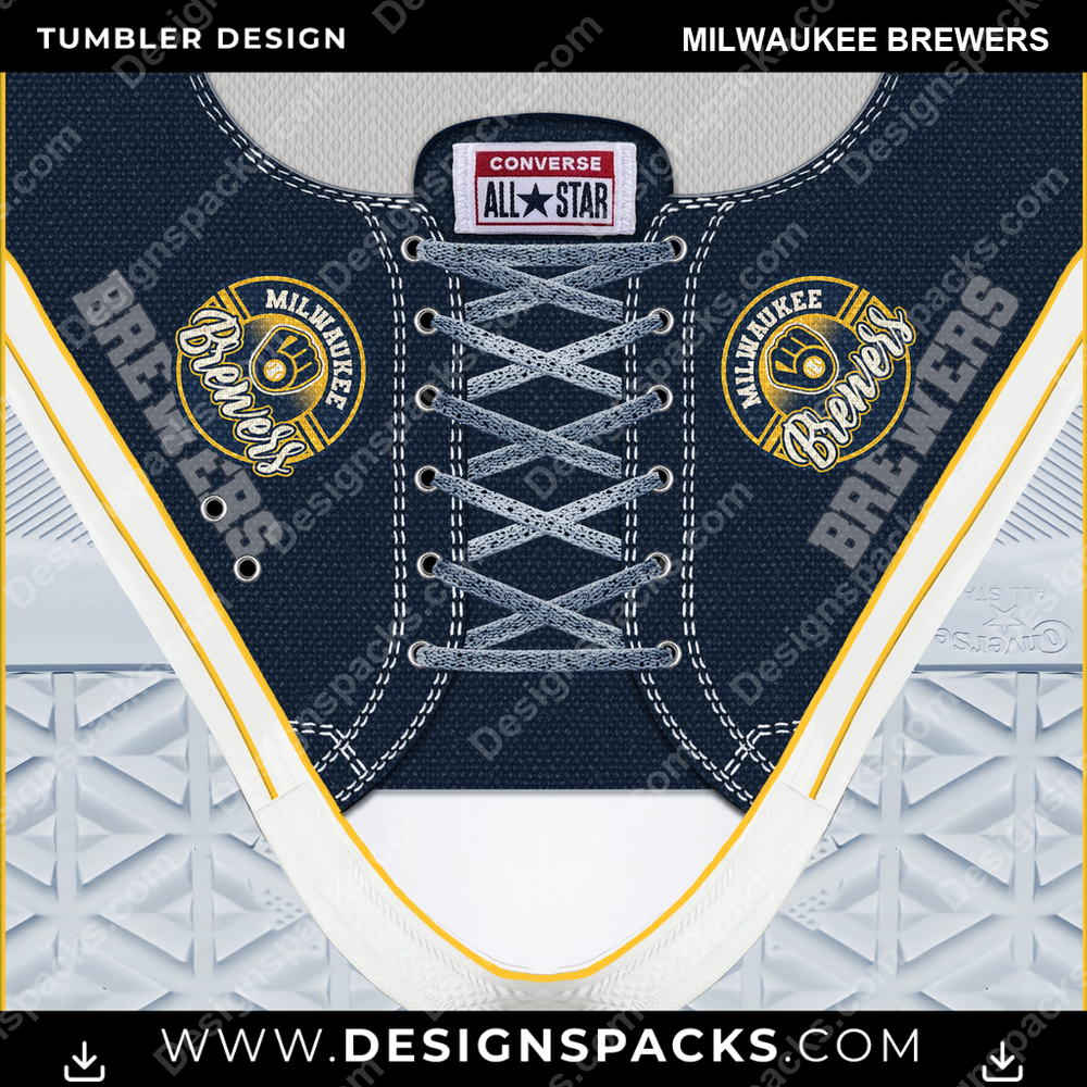 Baseball Converse Milwaukee Brewers Tumbler Digital Wrap Design