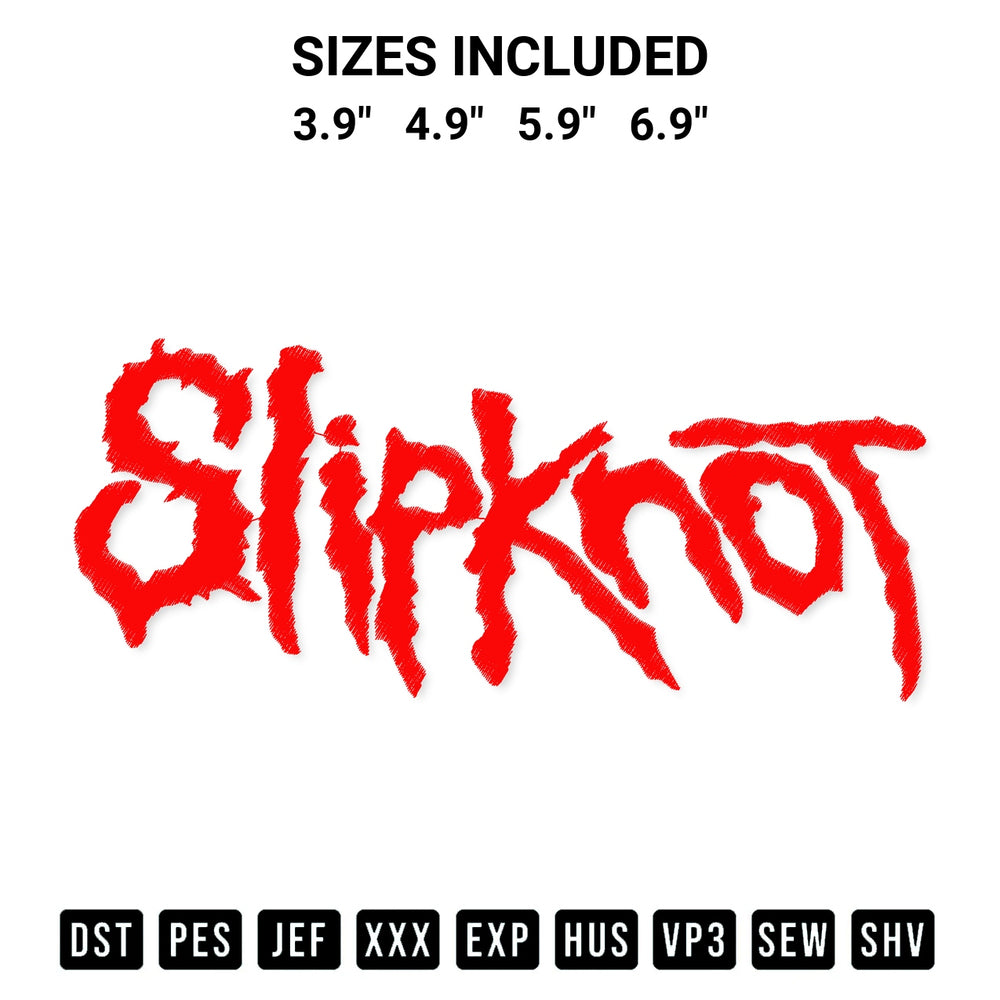 Discover the perfect addition to your crafting collection: Slipknot Logo Embroidery Design embroidery file. Instantly available at Designspacks.com. Available sizes: 3.9", 4.9", 5.9", 6.9".