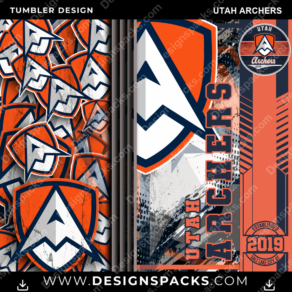 Lacrosse Sports Utah Archers PLL Lacrosse Tumbler Digital Wrap Design Download