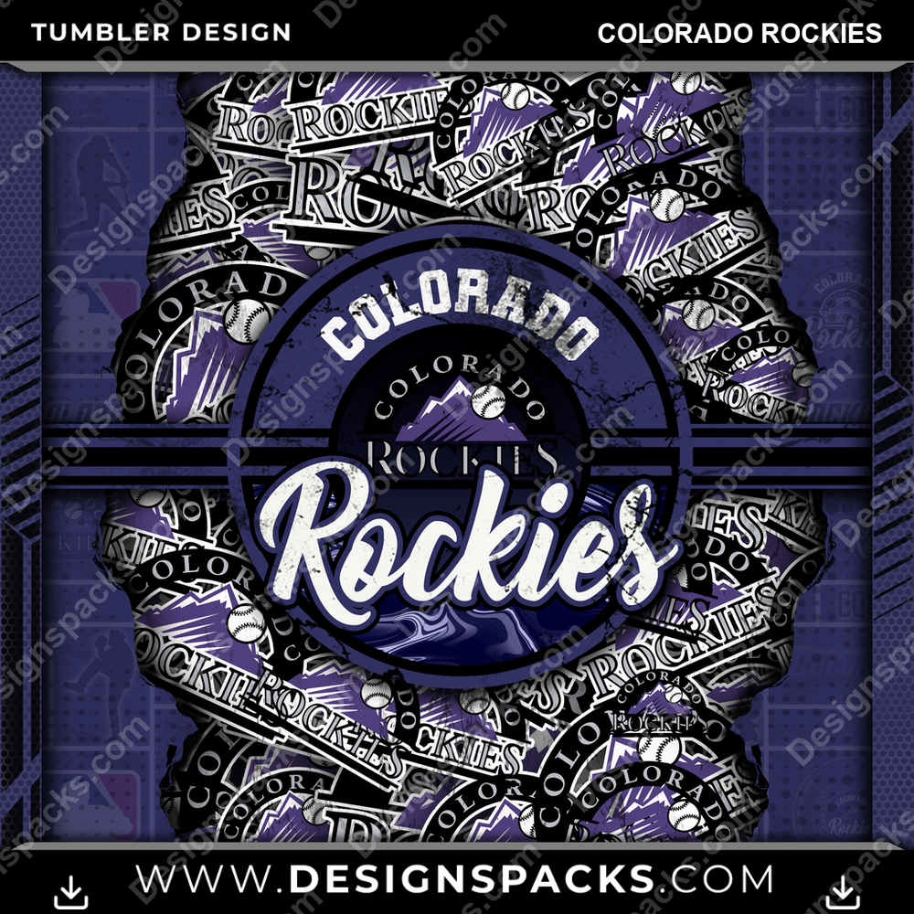 Baseball Ripped Colorado Rockies Tumbler Digital Wrap Design