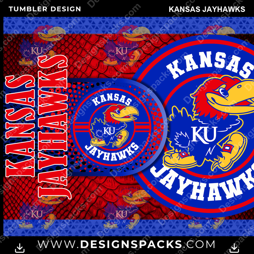College Sport Hyper Kansas Jayhawks Tumbler Digital Wrap Design
