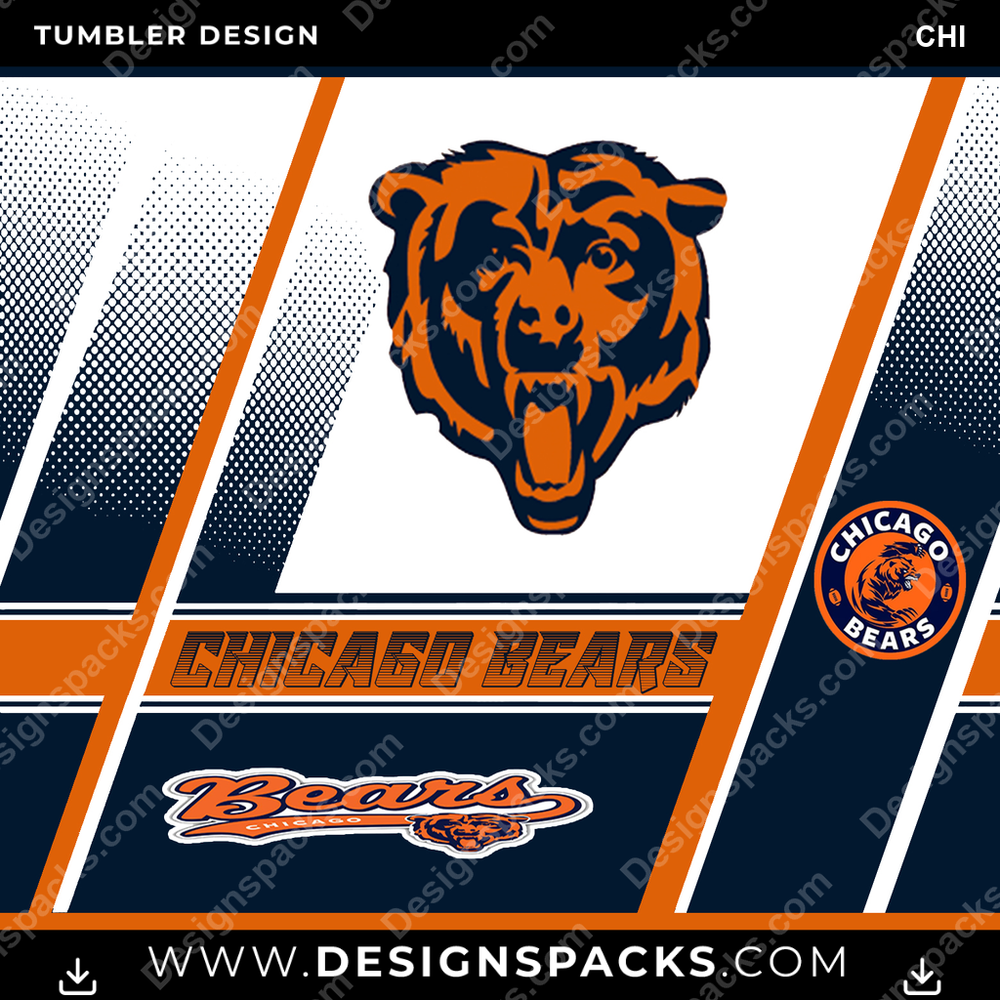 Football Sports CHI NFL Football Tumbler Digital Wrap Design Download