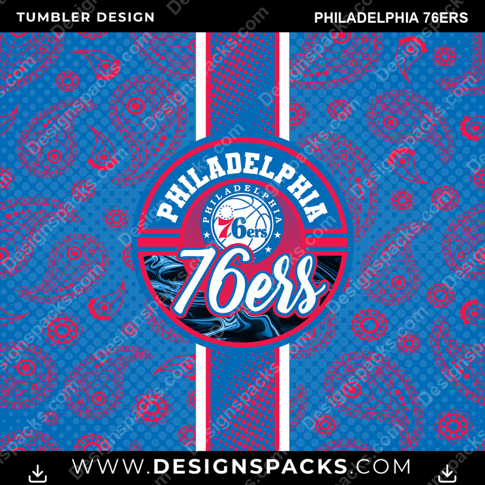 Basketball Handkerchief Philadelphia 76ers Tumbler Digital Wrap Design