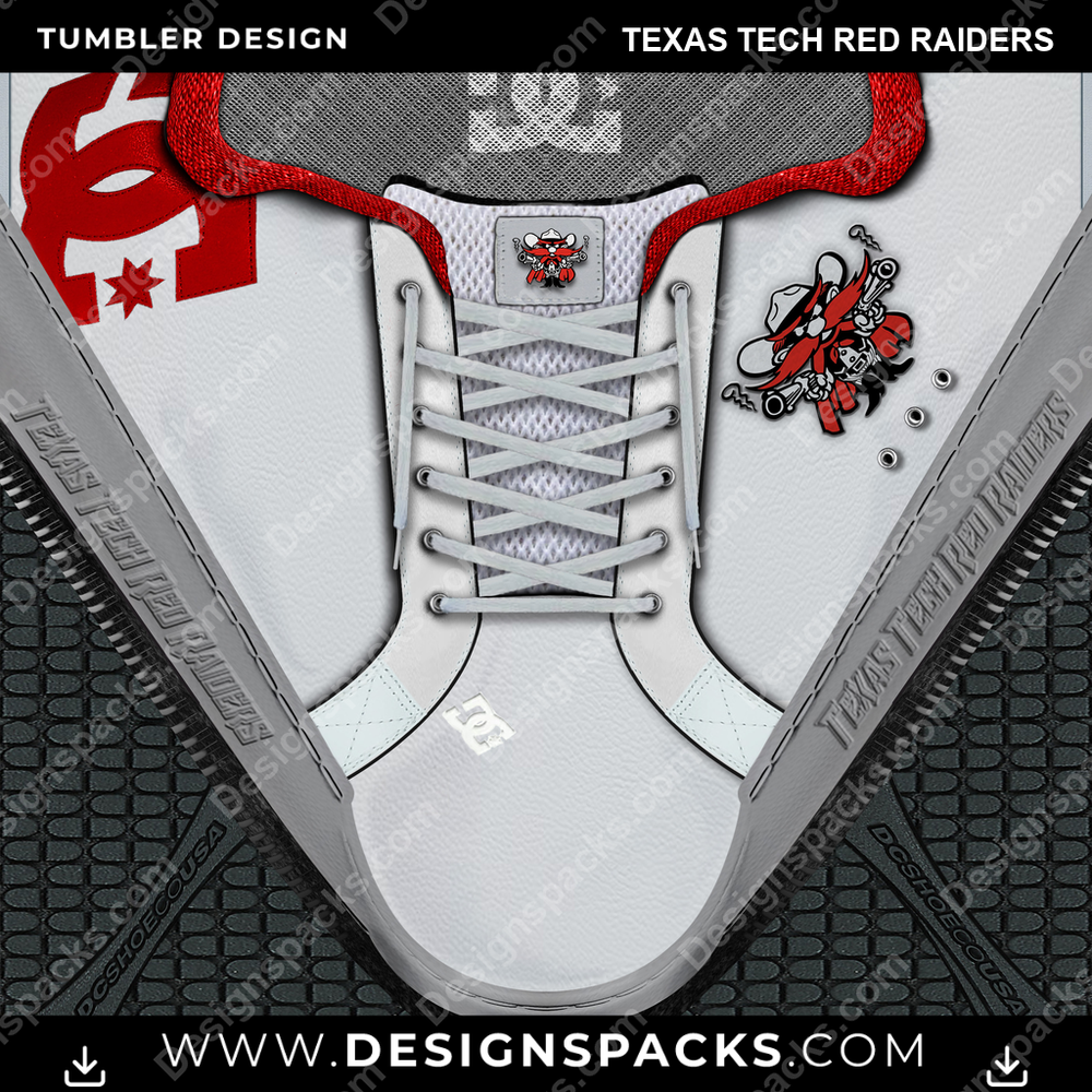 College Sport DC Sneaker Texas Tech Red Raiders Tumbler Digital Wrap Design