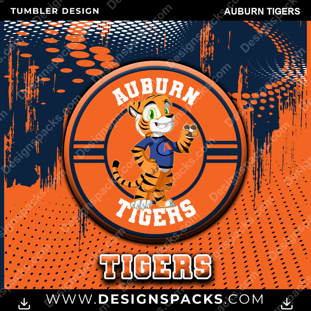 College Sport Dot Logo Auburn Tigers Tumbler Digital Wrap Design