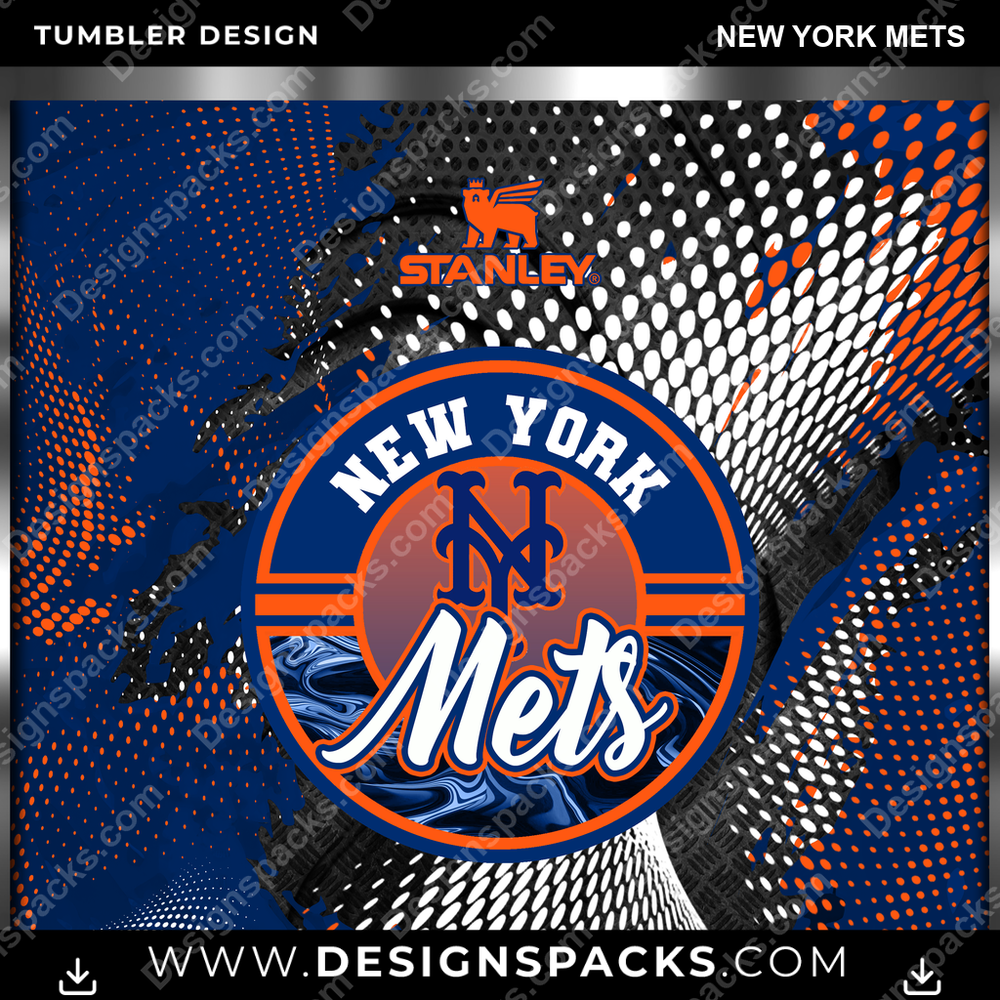 Baseball Stanley New York Mets Tumbler Digital Wrap Design