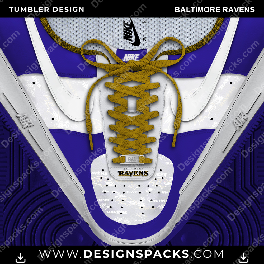 Football Nike AF1 Laces Baltimore Ravens NFL Football Tumbler Digital Wrap Design Download
