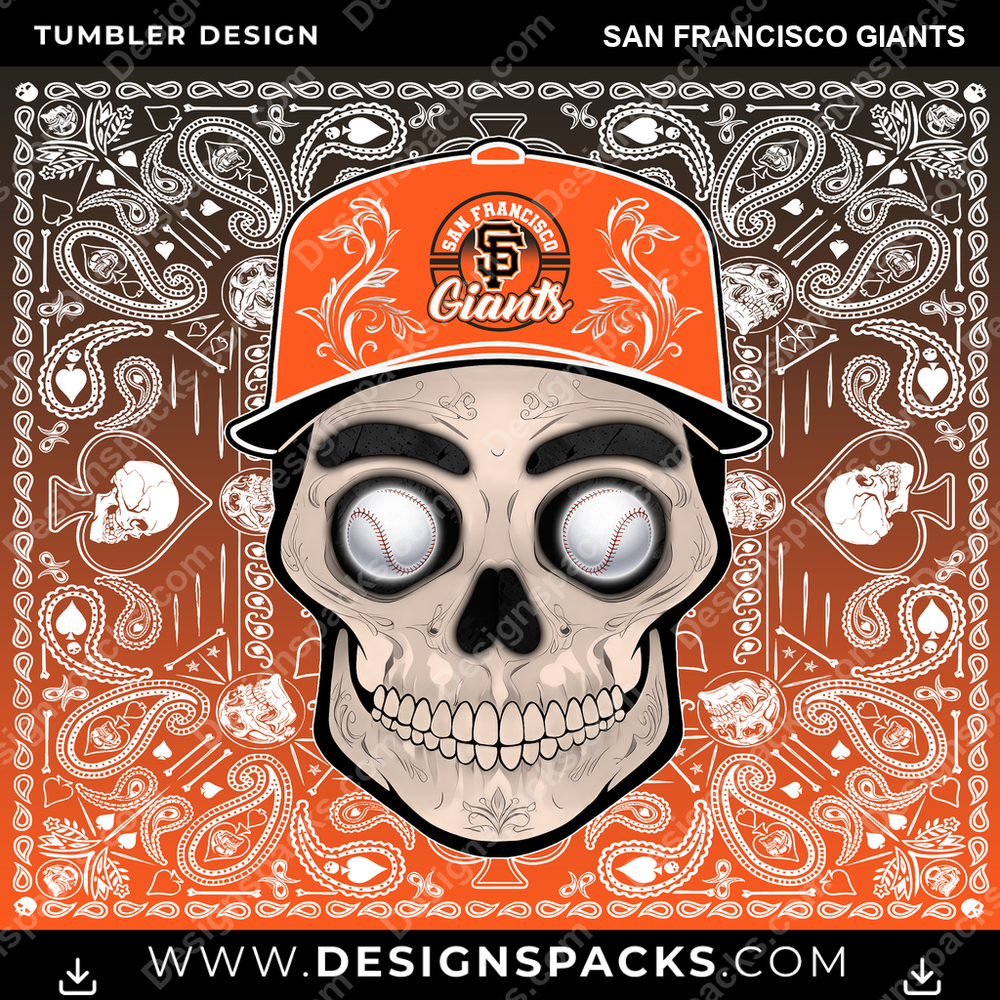 Baseball Skull Handkerchief San Francisco Giants Tumbler Digital Wrap Design