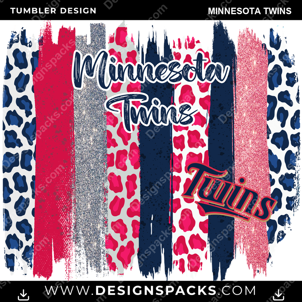 Baseball Brush Strokes Minnesota Twins Tumbler Digital Wrap Design