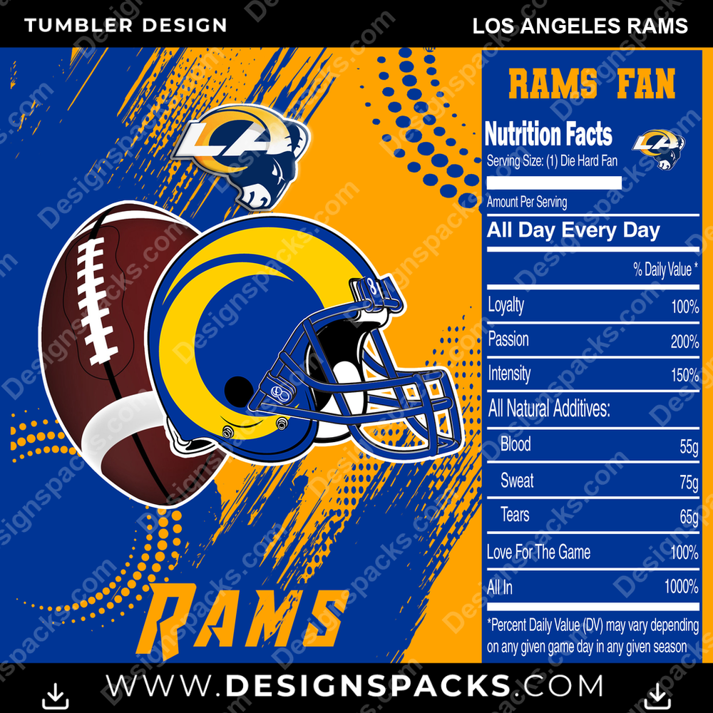 Football Team Fan Los Angeles Rams Tumbler Digital Wrap Design