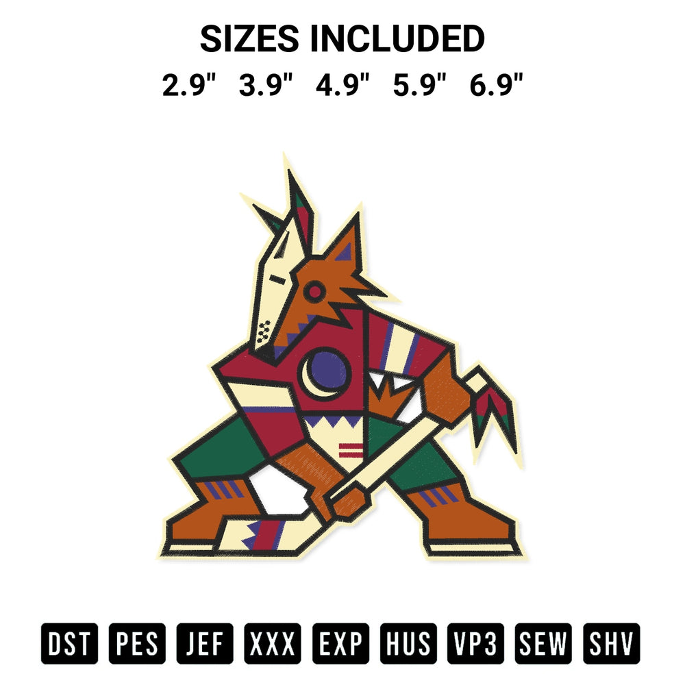 Elevate your next project with our Arizona Coyotes Logo Embroidery Design embroidery file. Shop high-quality digital patterns instantly at Designspacks.com. Available sizes: 2.9", 3.9", 4.9", 5.9", 6.9".