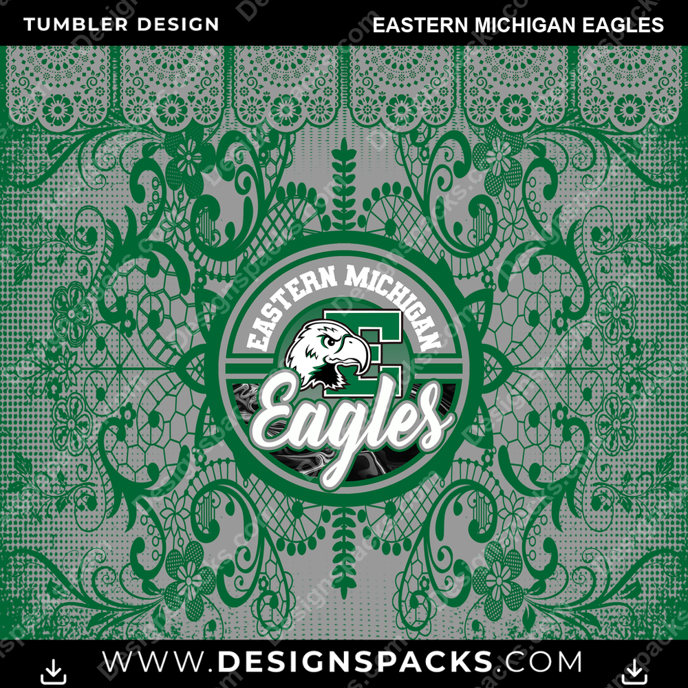 College Sport Lace & Logo Eastern Michigan Eagles NCAA College Sport Tumbler Digital Wrap Design Download