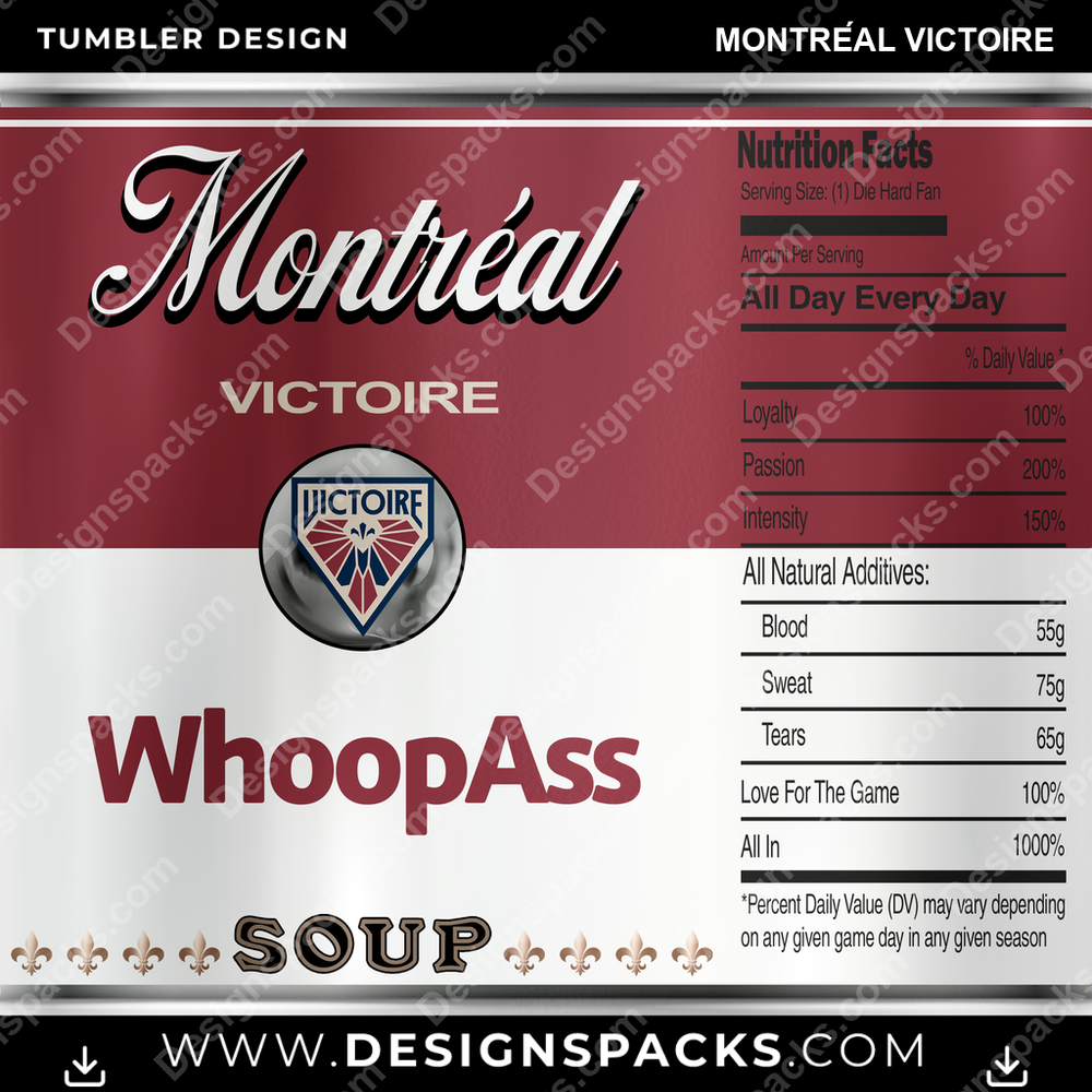 Hockey Soup Can Montréal Victoire Tumbler Digital Wrap Design
