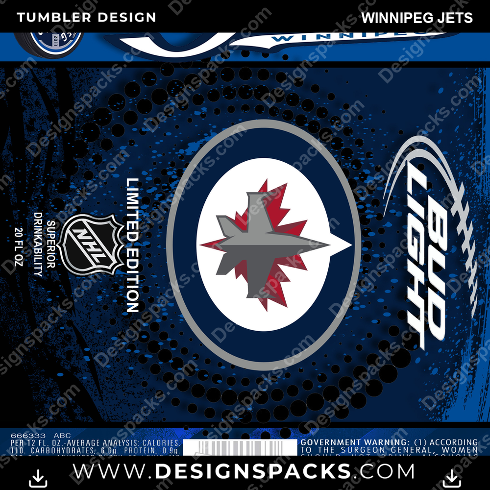 Ice Hockey Bud Winnipeg Jets Tumbler Digital Wrap Design