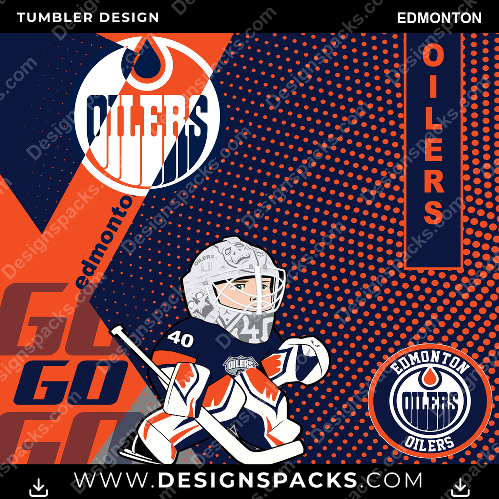 Ice Hockey GO Edmonton Tumbler Digital Wrap Design