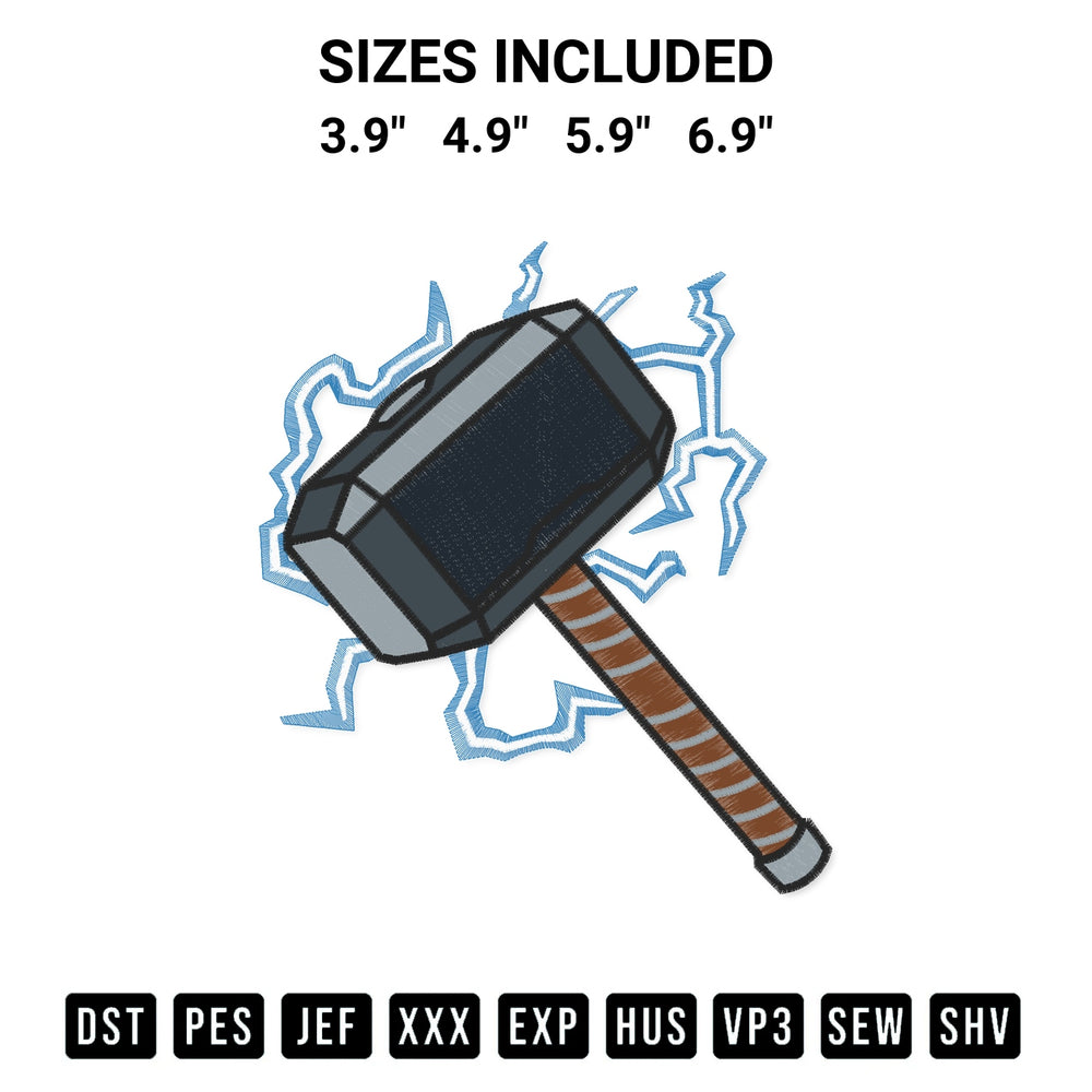 Elevate your next project with our Thor Hammer Embroidery Design embroidery file. Shop high-quality digital patterns instantly at Designspacks.com. Available sizes: 3.9", 4.9", 5.9", 6.9".