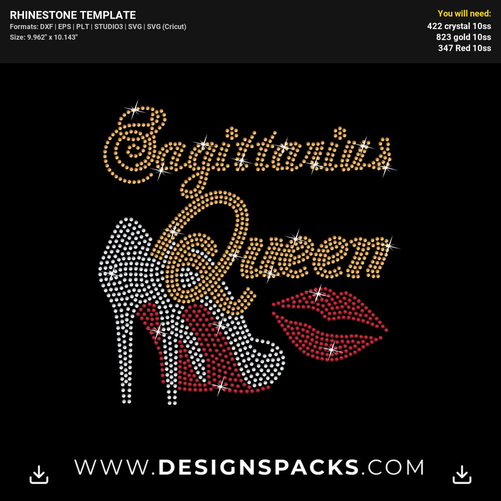 Sagittarius Queen Kiss Heel Rhinestone Digital Template
