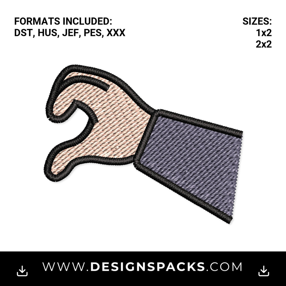 Half Heart Hand Gesture Embroidery Design - Instant digital download pattern at Designspacks.com