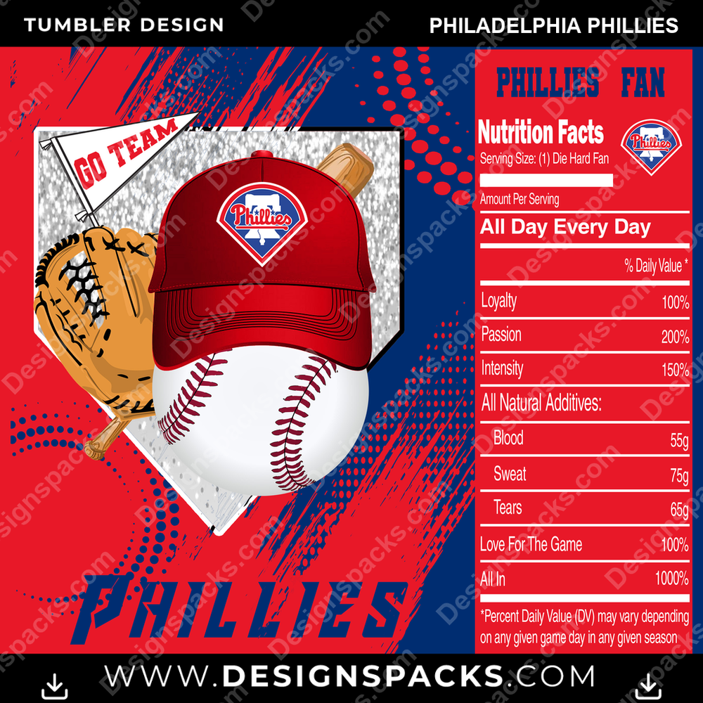 Baseball Team Fan Philadelphia Phillies Tumbler Digital Wrap Design