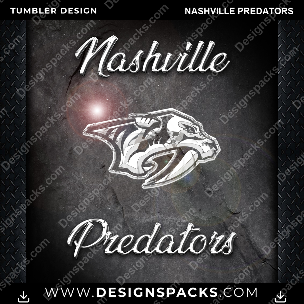 Ice Hockey Chrome Nashville Predators Tumbler Digital Wrap Design