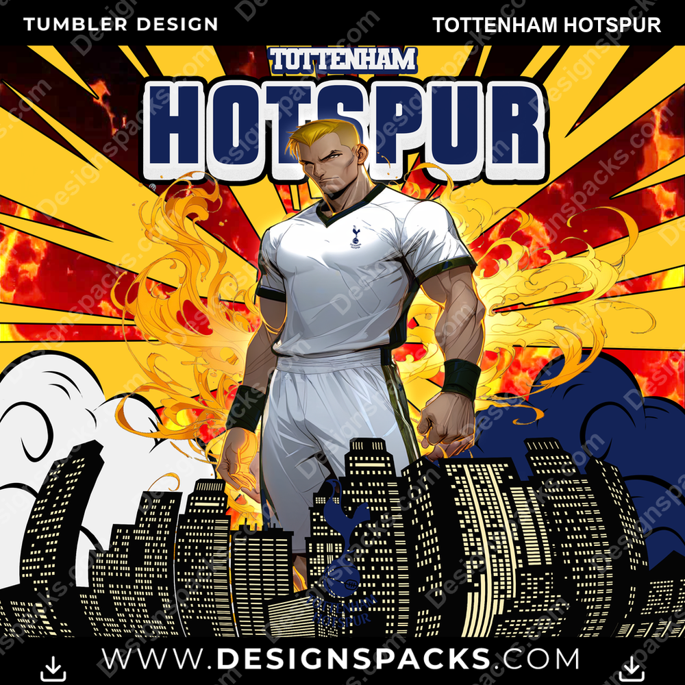 Soccer UK Comic Cover Tottenham Hotspur Tumbler Digital Wrap Design
