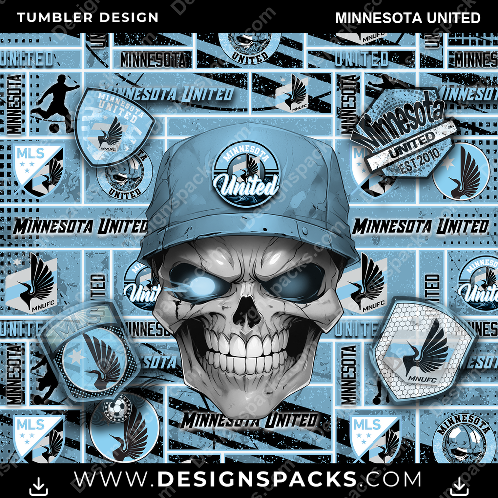 Soccer Skull Minnesota United Tumbler Digital Wrap Design