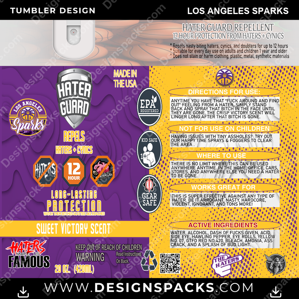 Basketball Hater Guard Los Angeles Sparks NBA Basketball Tumbler Digital Wrap Design Download