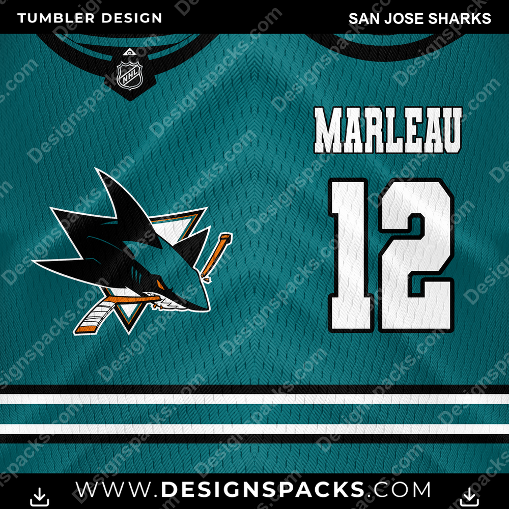 Hockey Jersey San Jose Sharks Tumbler Digital Wrap Design
