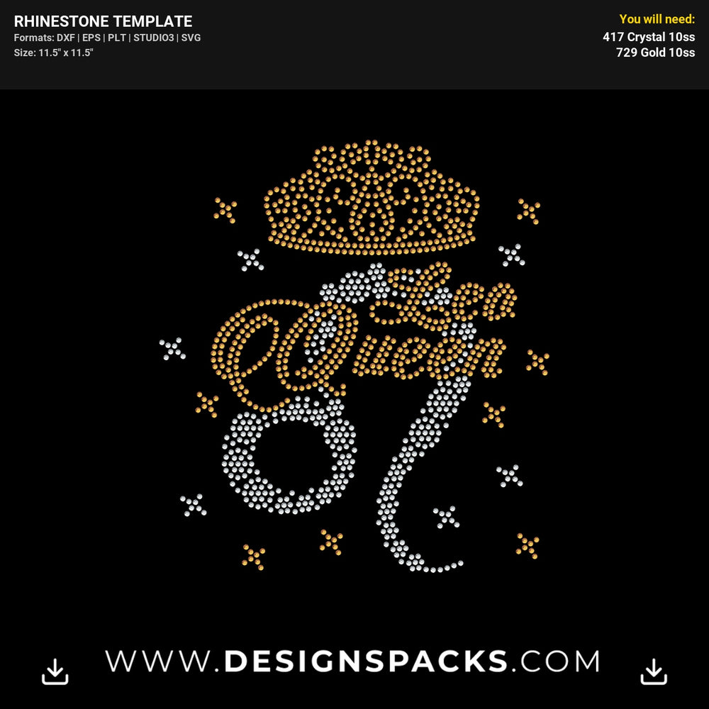 Leo Symbol Queen Crown Rhinestone Digital Template