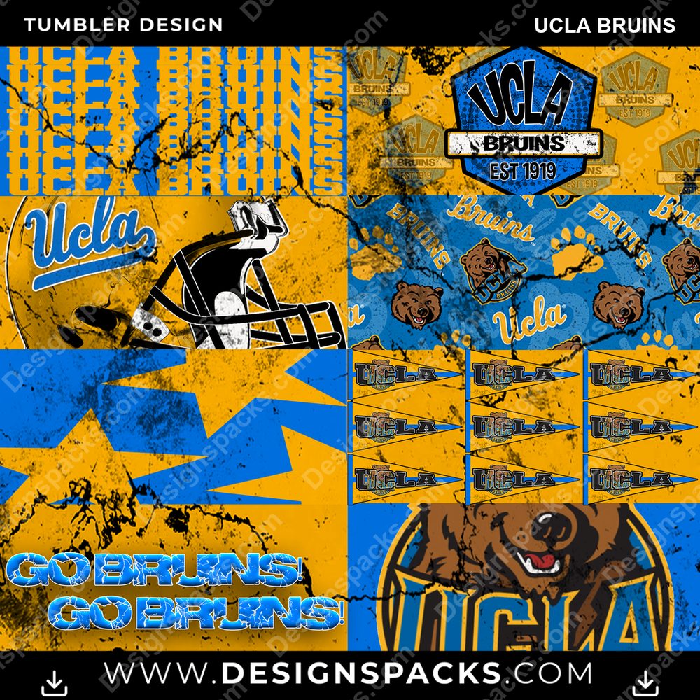 College Sport Distressed BG UCLA Bruins NCAA College Sport Tumbler Digital Wrap Design Download