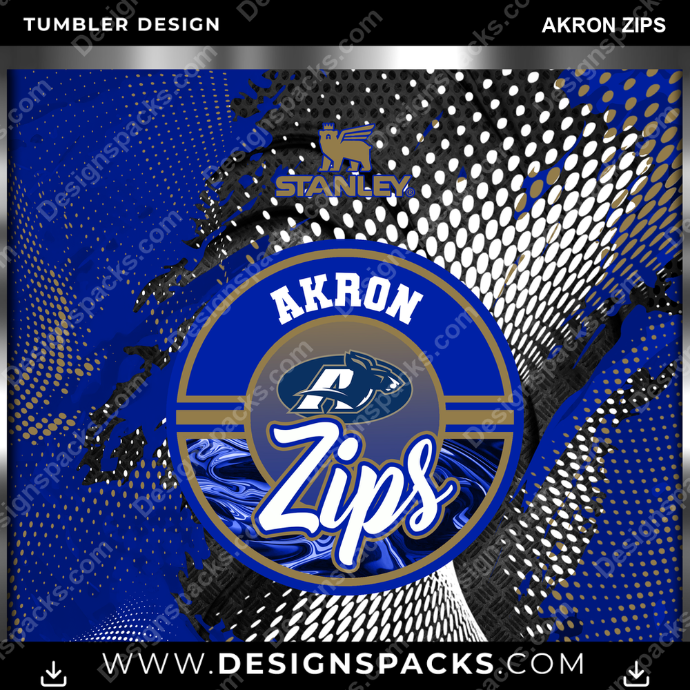 College Sport Stanley Akron Zips Tumbler Digital Wrap Design